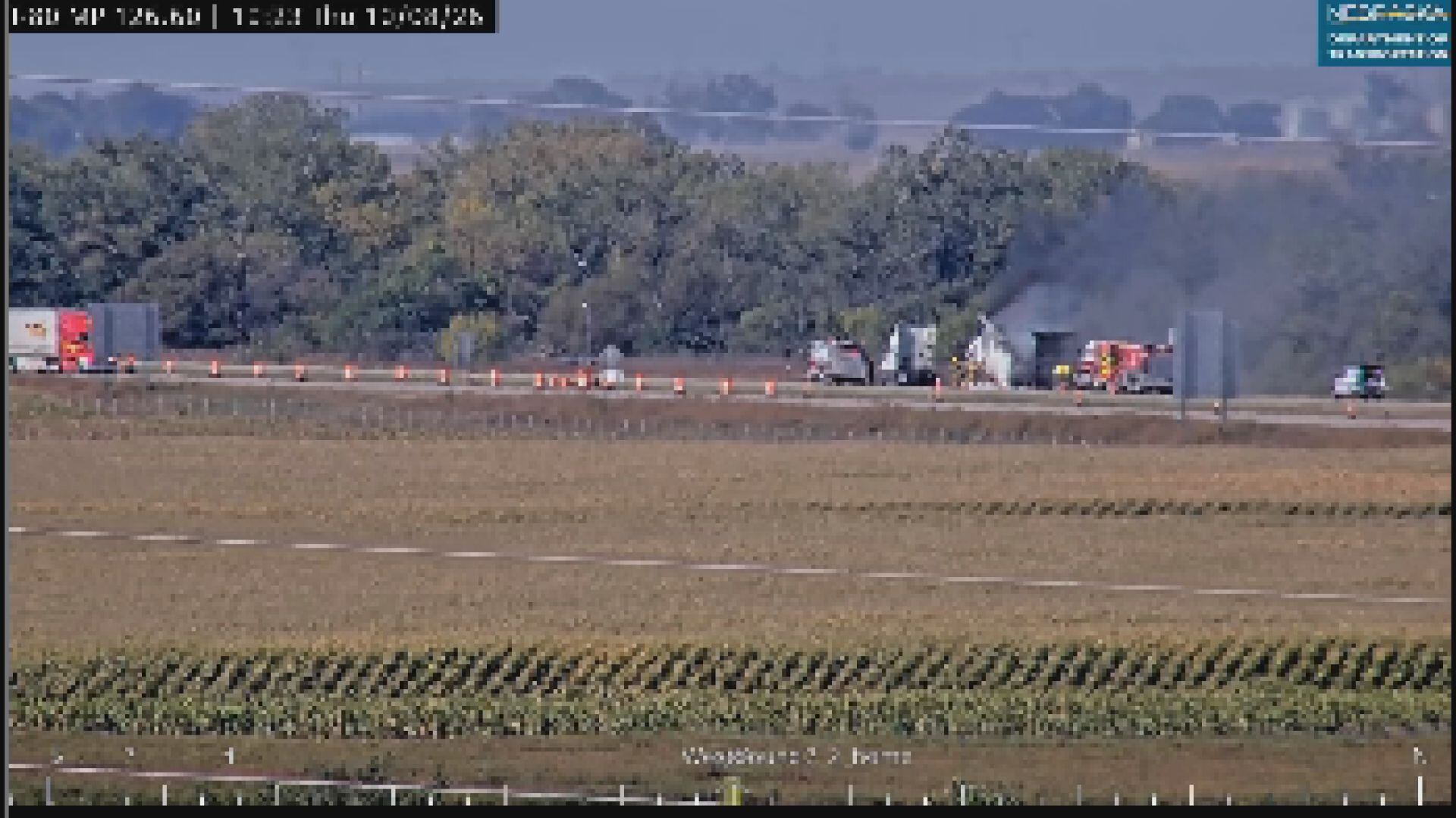 Semitrailer fires close westbound I-80 in Nebraska