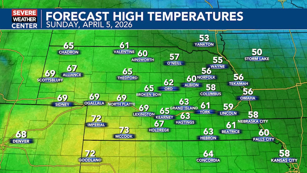 Las temperaturas altas del Domingo de Pascua deberían alcanzar entre 50 y 60 grados.