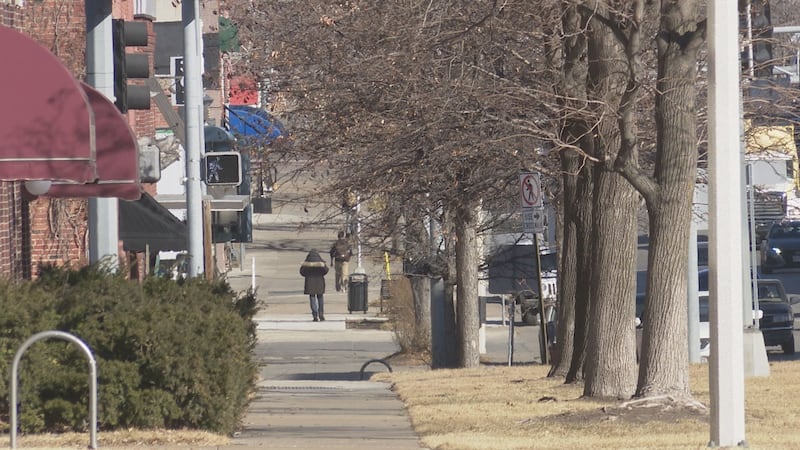 People walking along 9th Street in downtown Lincoln, Nebraska, on Wednesday, Feb. 18, 2025.
