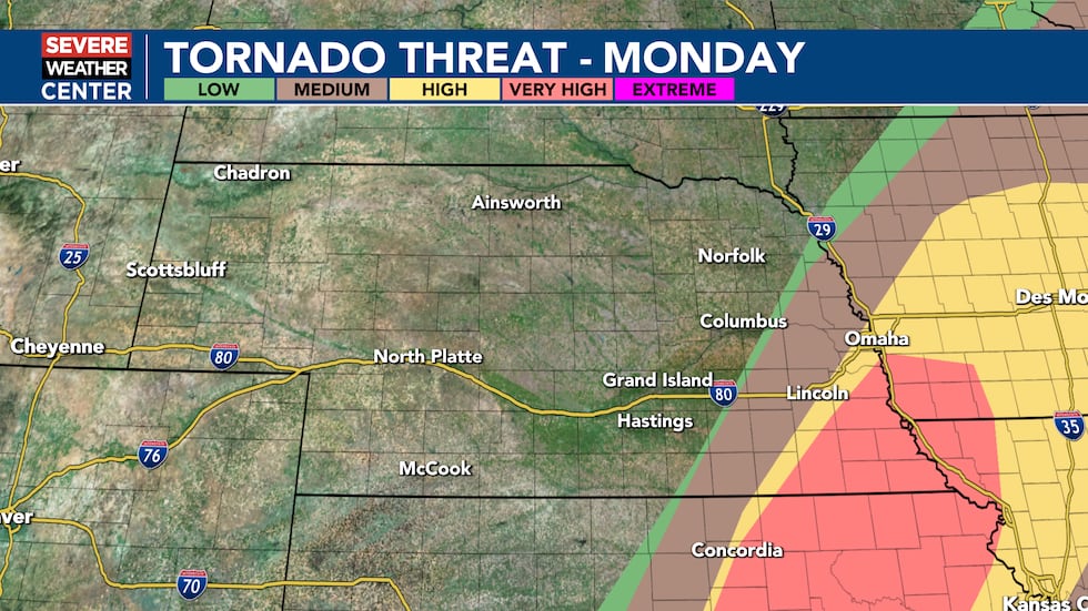 Tornado Risk area for Monday, May 18th