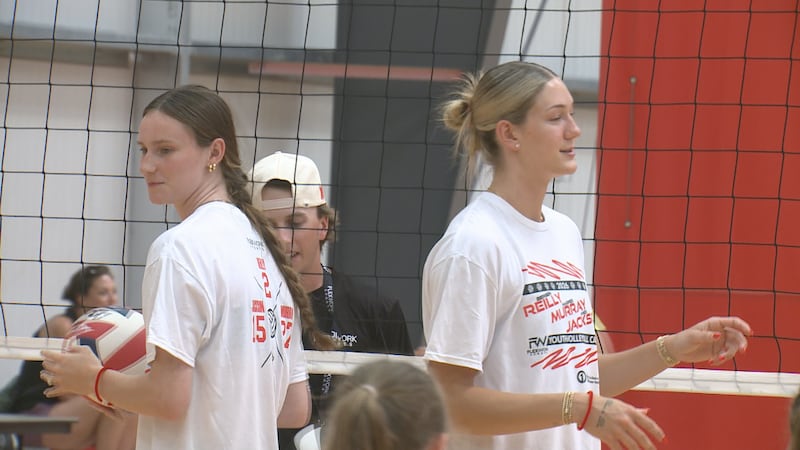 Nebraska volleyball's Bergen Reilly and Andi Jackson hosted a youth volleyball camp in Lincoln...