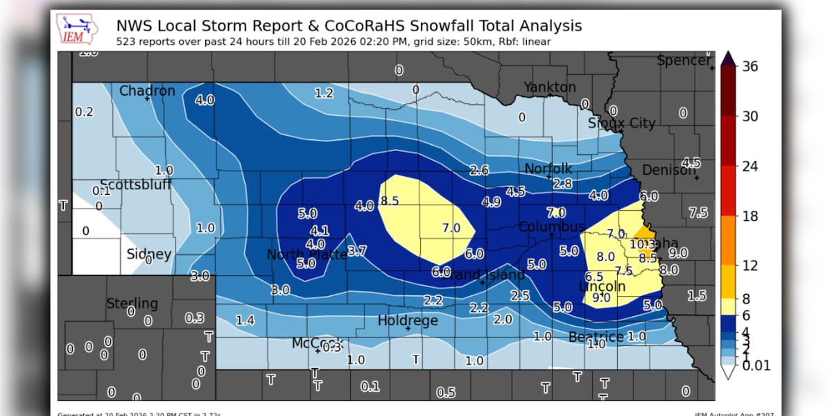 Snow Map February Thursday, February 19th Snowfall Reports