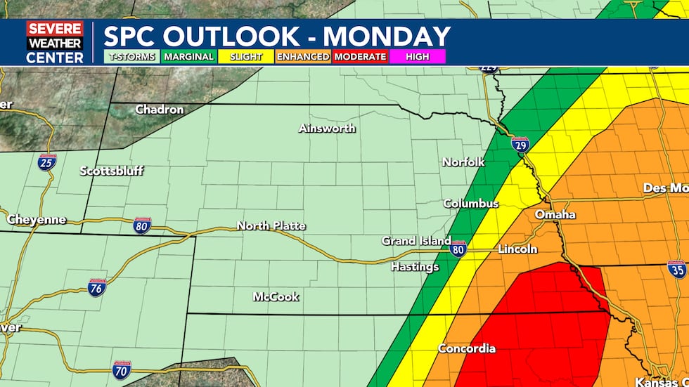 Severe weather outlook for Monday, May 18th