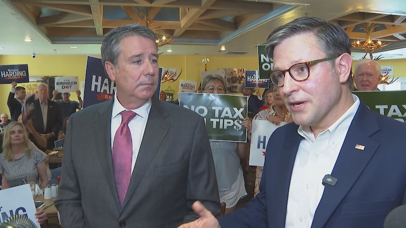 Omaha City Councilmember and congressional candidate Brinker Harding with House Speaker Mike...