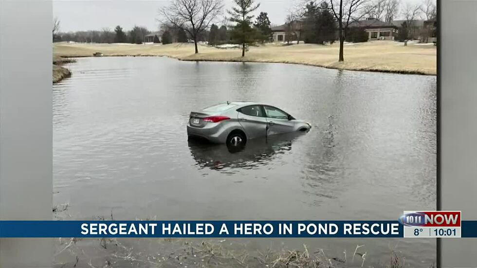 Officer Tu Tran rushed into ice-cold water when he saw a 27-year-old woman's car sinking in...