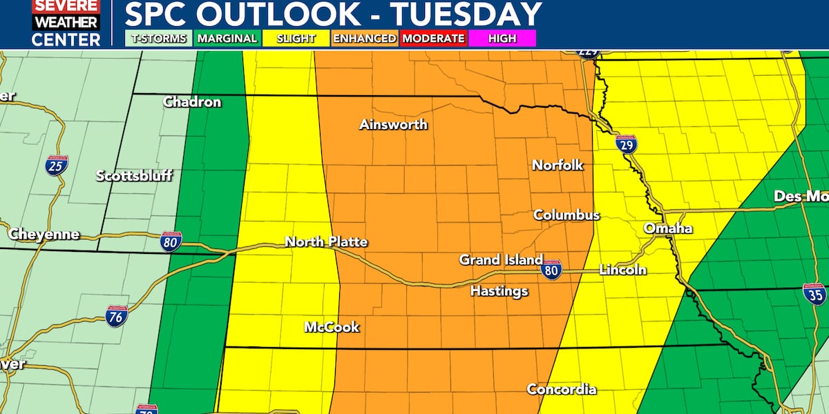 Severe storms possible into Tuesday evening