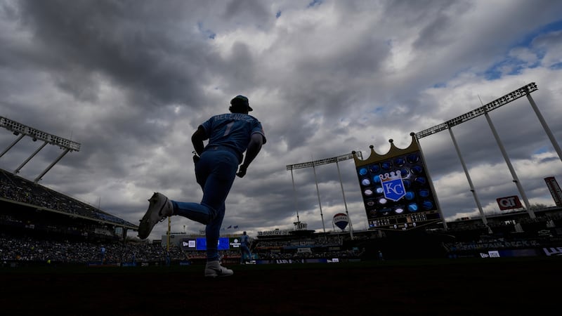 Kansas City Royals right fielder MJ Melendez runs onto the field before the fifth inning of a...
