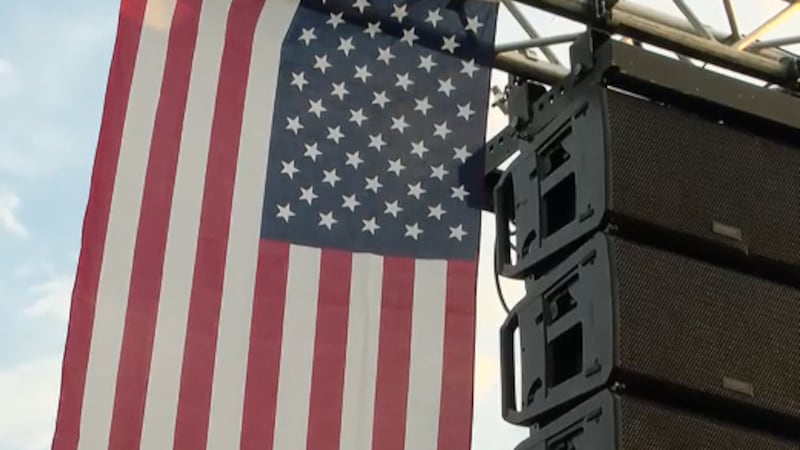 An American Flag at the Stars, Stripes & Symphony celebration in downtown Jackson.