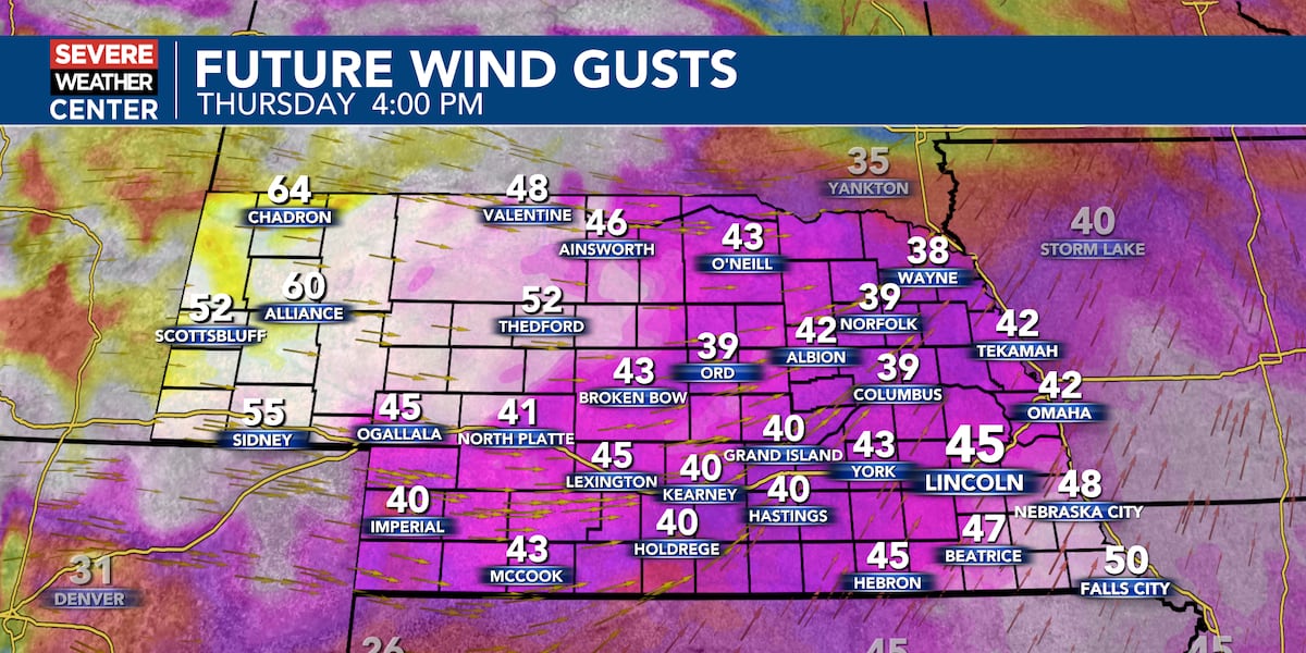 Turning a lot warmer with high winds on Thursday; extreme fire danger in Nebraska