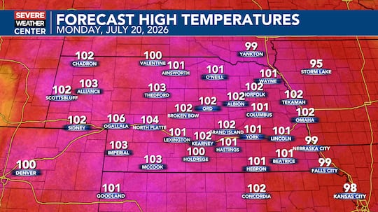 Monday, July 20th Forecast Highs