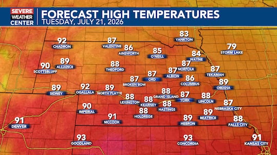 Tuesday, July 21st Forecast Highs