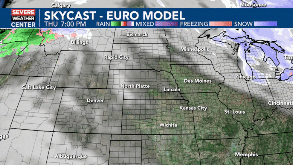 周五晚上和周六全州全天都出现降雪,模型...