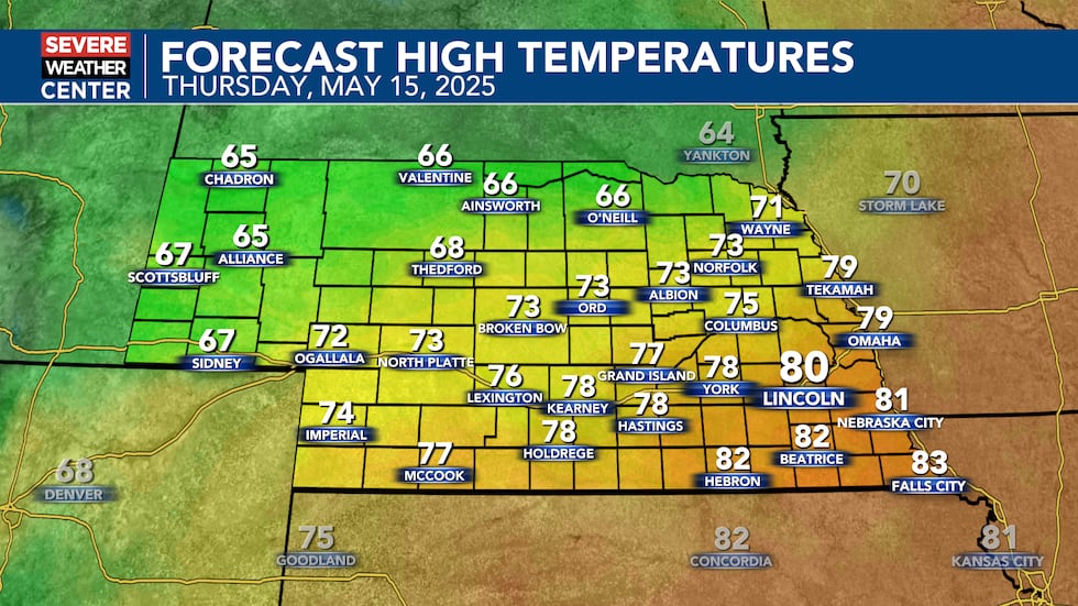 Mid 60s to Low 80s.