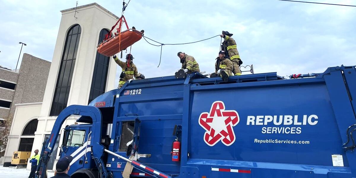 Cries for help lead rescue crews to person trapped in garbage truck