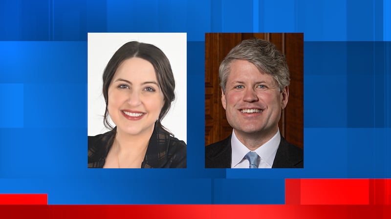 Jocelyn Brasher, left, and Mike Hilgers are running for Attorney General of Nebraska.