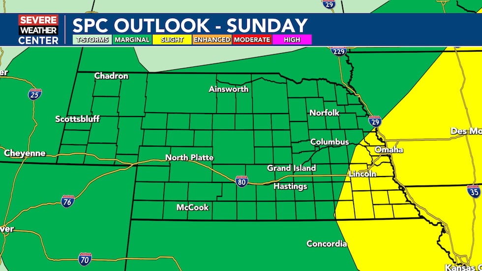 Isolated to scattered severe storms possible.