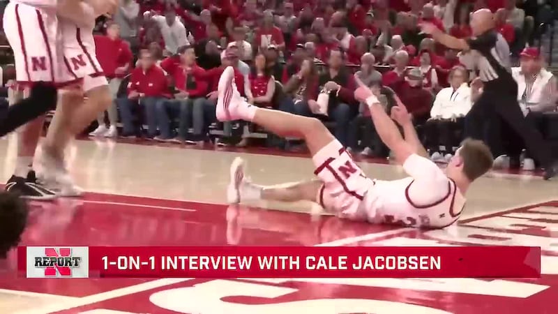 KSNB's Trey Marler spoke with Huskers Sr. Guard Cale Jacobsen prior to their game against...